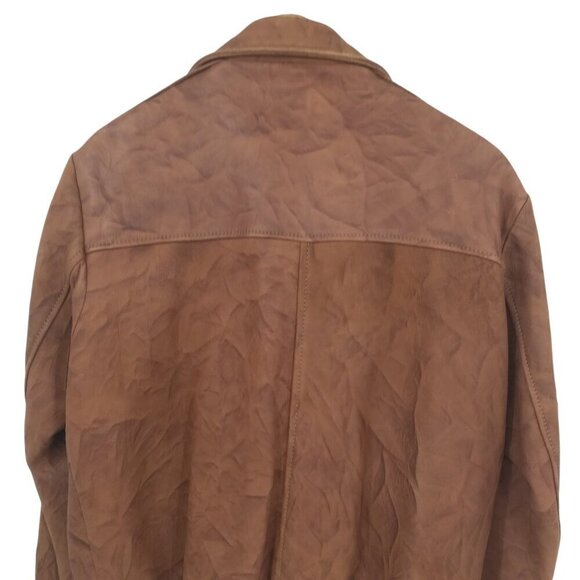 Vintage Genuine Deer Skin Brown Bomber Jacket Size 36 14 Mid Western Sport TOG - Picture 11 of 13